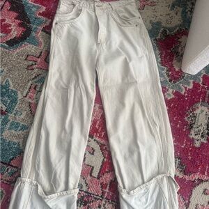 We The Free Cream Flare Wide Leg Jeans